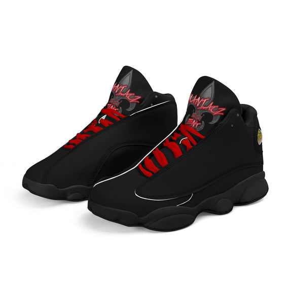 Mens White Black Outsole PU Leather Basketball Shoes