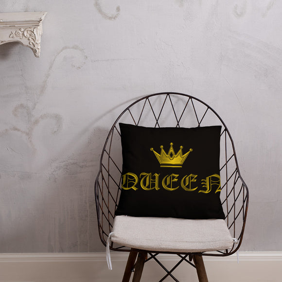 Queen (Gold) Basic Black Pillow