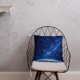 Blue Galaxy Over the Horizon Pillow