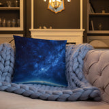 Blue Galaxy Over the Horizon Pillow