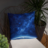 Blue Galaxy Over the Horizon Pillow