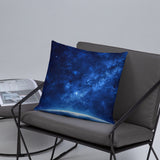 Blue Galaxy Over the Horizon Pillow