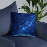 Blue Galaxy Over the Horizon Pillow