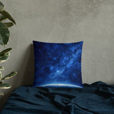 Blue Galaxy Over the Horizon Pillow