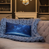 Blue Galaxy Over the Horizon Pillow