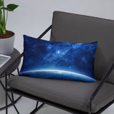 Blue Galaxy Over the Horizon Pillow