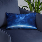 Blue Galaxy Over the Horizon Pillow