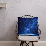 Blue Galaxy Over the Horizon Pillow