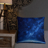 Blue Galaxy Over the Horizon Pillow