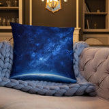 Blue Galaxy Over the Horizon Pillow