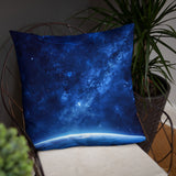 Blue Galaxy Over the Horizon Pillow