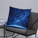 Blue Galaxy Over the Horizon Pillow