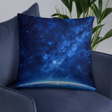 Blue Galaxy Over the Horizon Pillow