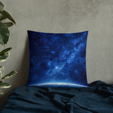 Blue Galaxy Over the Horizon Pillow