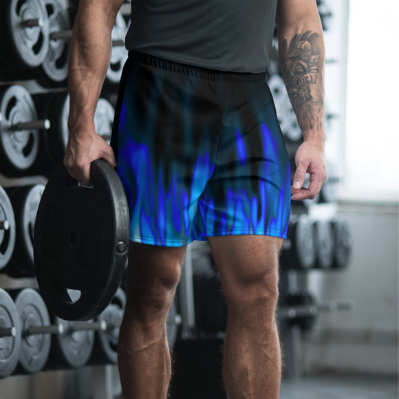 Blue Flames Men's Athletic Long Shorts