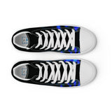 Small Blue Flame Men's high top canvas shoes