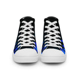 Small Blue Flame Men's high top canvas shoes