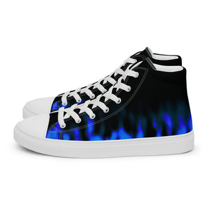 Small Blue Flame Men's high top canvas shoes