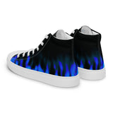 Small Blue Flame Men's high top canvas shoes