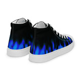 Small Blue Flame Men's high top canvas shoes