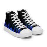 Small Blue Flame Men's high top canvas shoes