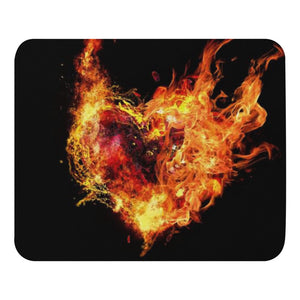 Flaming Heart Mouse pad